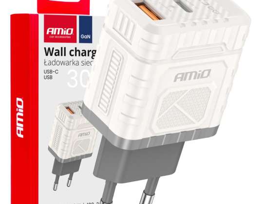 Quick Charge gan 30W USB A USB C AMIO 04286
