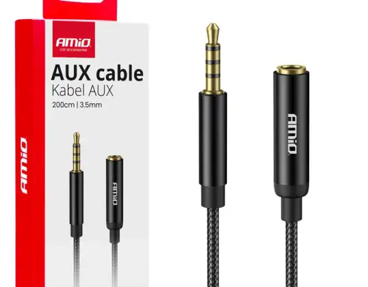 Подовжувач аудіокабелю aux mini jack 3,5 мм 2 м amio 04296