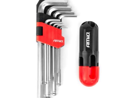 Hex hex keys with ball long hex keys set crv 9 pcs. AMIO 04302
