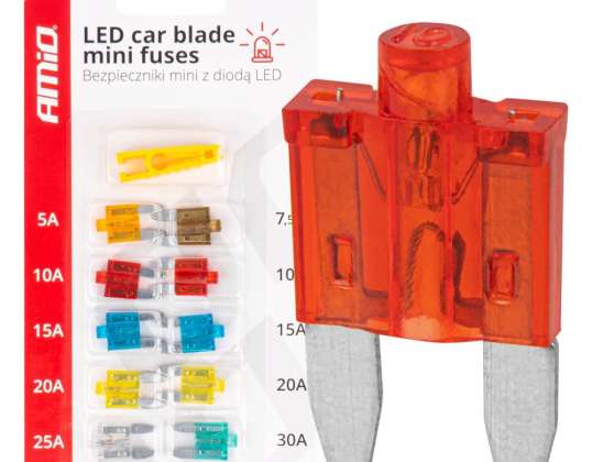 Mini fusibles de voiture avec led 10 pcs. AMIO 04340