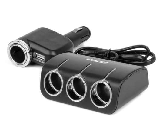 Cigarette Lighter Socket Splitter With Charger And Filament 12v 24v 120w 80cm amio 04360