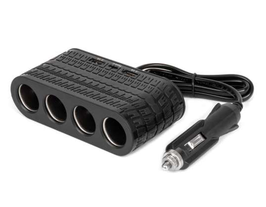 Presa accendisigari splitter con caricabatterie 2x usb a 1x usb c 12v 24v 120w 80cm amio 04367