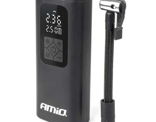 Автомобилен компресор безжичен акумулатор powerbank led usb c 40w amio 04377