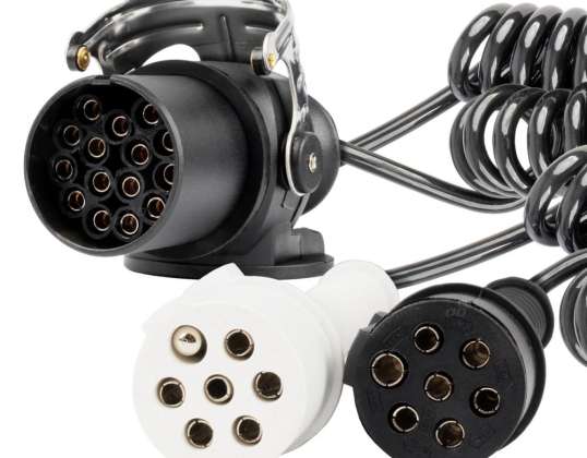 Cable espiral para remolque de camión 2x 7 pines 15 pines tipo n/s 5m 24v amio 04381