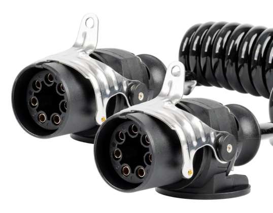 Cable espiral para remolque de camión 2x 7 pines tipo ebs 5m 24v amio 04383