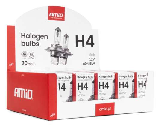 H4 Halogenlampen Set 12V 60/55W UV-Filter E8 20Stk AMIO 04401