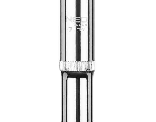 Long hex socket 1/4", 7 mm, superlock