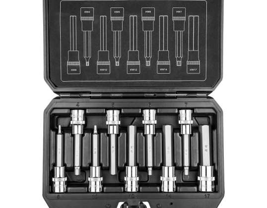 Vârfuri hexagonale pe adaptor de 100 mm. set de 9 buc.
