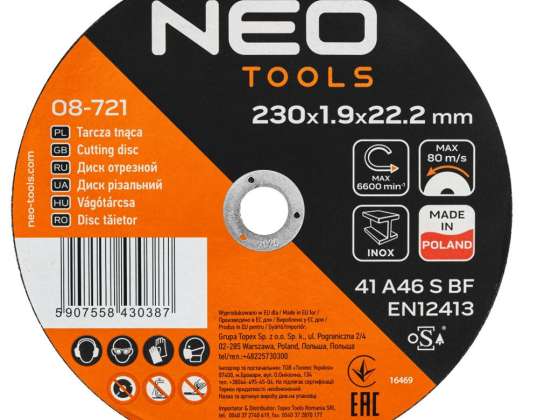 Δισκοειδή κοπής μετάλλου/INOX 230 x 1.9 x 22.2mm. 41 A46 S BF. 25 τεμ. κουτί.