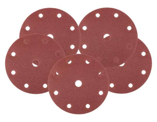 Disques abrasifs de 150 mm. P80. 5 pièces. avec 9 trous pour 04 721