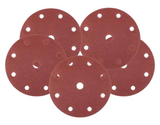 Schuurdiscs 150 mm. P120. 5 st.. met 9 gaten voor 04 721