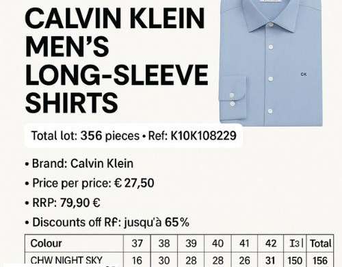 356 Calvin Klein gömlekten oluşan set 27.50€ l&amp;#039'dan hemen temin edilebilir; birim