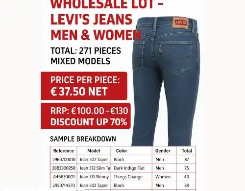 271 kpl Levi-farkkujen setti&amp;#039; S Miehet ja naiset 37.50€ farkut