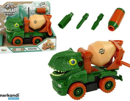 Camion malaxeur à béton Dinosaur pour démontage, accessoires verts