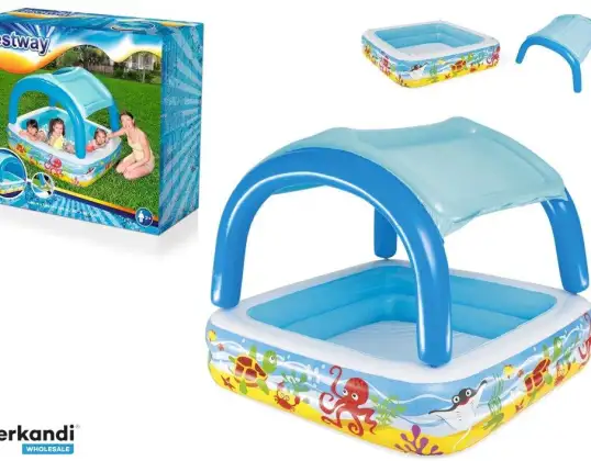 Oppblåsbart barnebasseng med tak 140 x 140 x 114 cm Bestway 52192