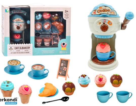 Set mit Süßigkeiten, Café, Eismaschine, Tassen, Muffins