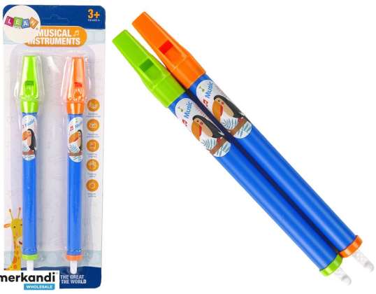 Set van twee fluiten voor kinderen, blauwe dieren