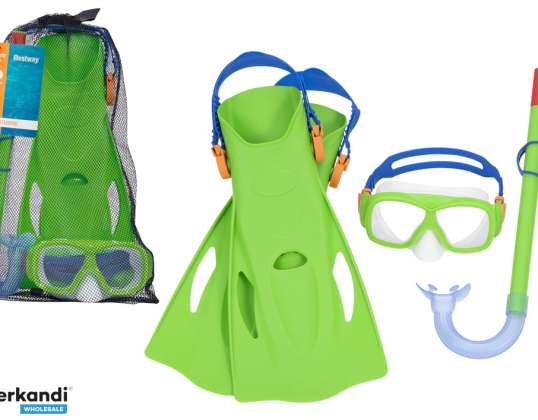 Dykkermaskesett. Rør. Fins Green Bestway 25019