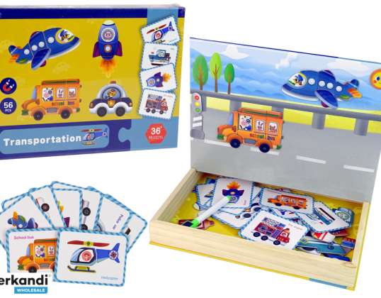 Magnetyczna Układanka Książka Transport Puzzle Karty