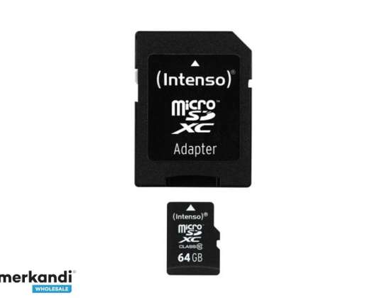 MicroSDXC 64GB Intenso адаптер CL10 блистер