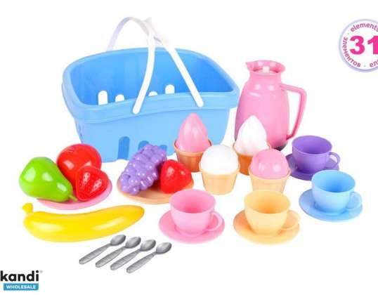 Set Afternoon Tea Basket Fruit Cups Ice Cream 7242