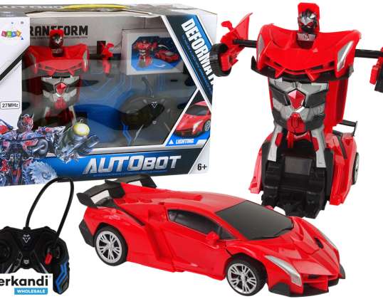 Robot de coche 2 en 1 con control remoto, color rojo