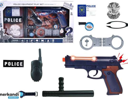 Stor politipistol med lydhåndjern
