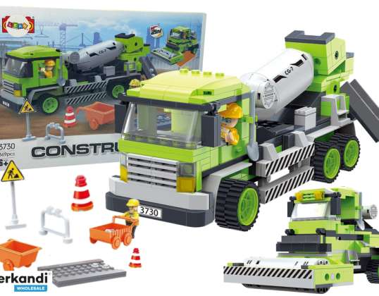 Large Construction Block Set Concrete Mixer Roller 369 Pieces