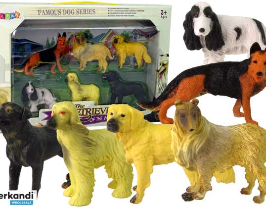 Sett med 6 hundefigurer Hundefigur Rasehunder