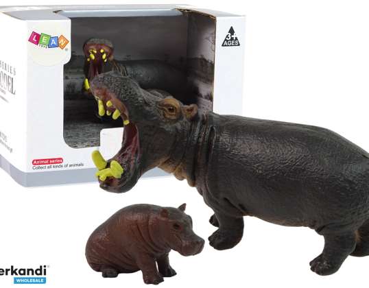 Ensemble de 2 figurines d'hippopotames avec bébés animaux du monde