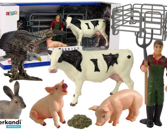Großes Figurenset Dorfbauernhof 11-teilig Kuh Schwein Hase