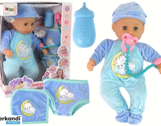 Bebek Bebek Ses Emzik Önlük Mavi Pijama Kitty