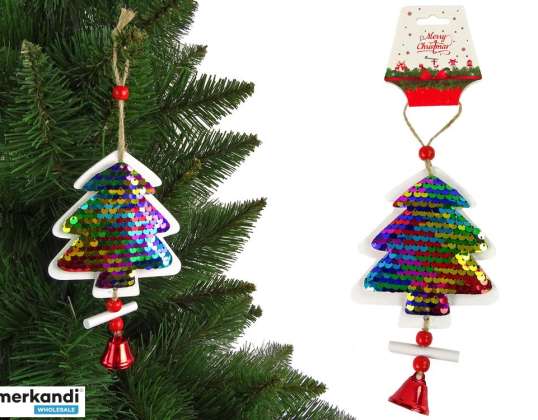 Árbol de Navidad con lentejuelas y campana como adorno para árbol de Navidad