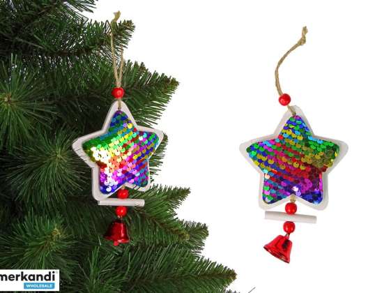 Jul Sequin Star Bell Ornament för julgran