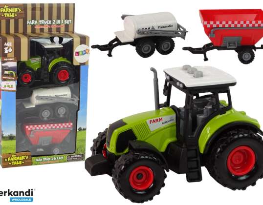 Large Tractor LED Lights Sounds 2 Machines Farm Set