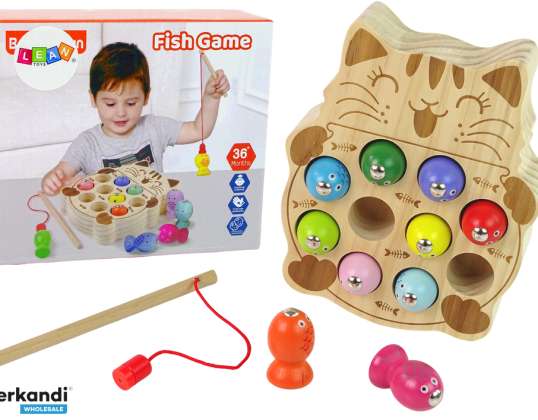 Juego de arcade de madera Pesca 2 cañas de pescar Gatito