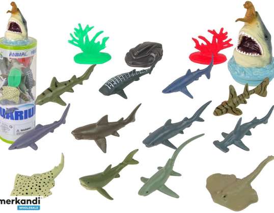 Set Sea Animals Sharks Figurines 12 pcs. Accessories in a tube