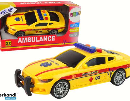 Ambulancia de coche deportivo con luces y sonido, color amarillo