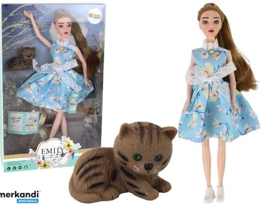 Baby Doll Emily Frühling Langes Haar Blaues Kätzchenkleid