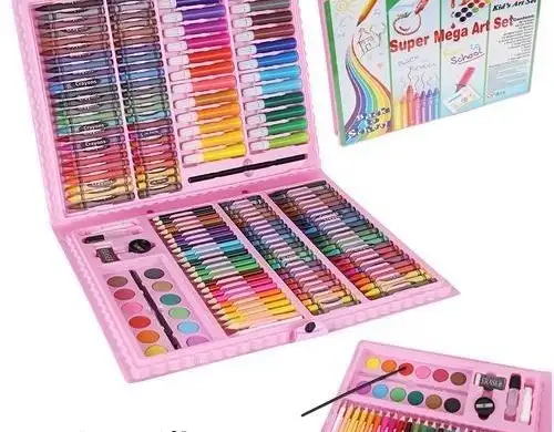 Set de peinture dans une valise 168 pièces rose