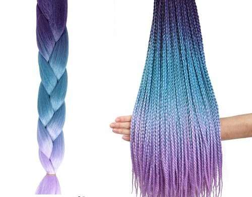 Treccine in capelli sintetici ombre cielo/viola W10342