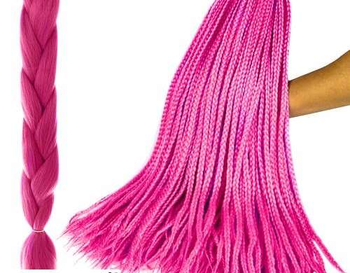 Synthetische Haare Zöpfe dunkelrosa