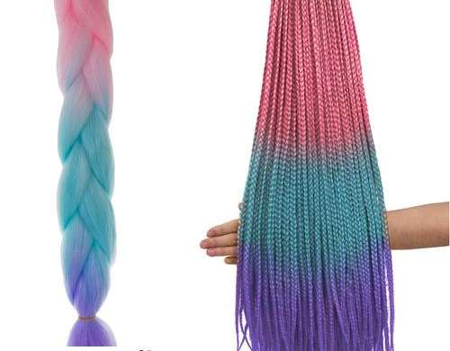 Włosy syntetyczne warkoczyki ombre róż/ni/f W10341