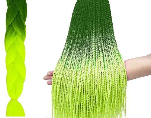 Syntetiske hårfletninger ombre grøn/neon W10344