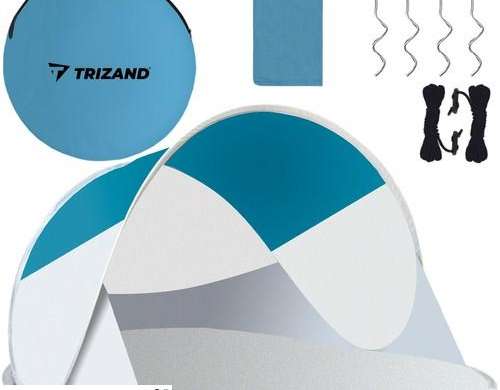 Strandtent 220x120x90cm turquoise grijs