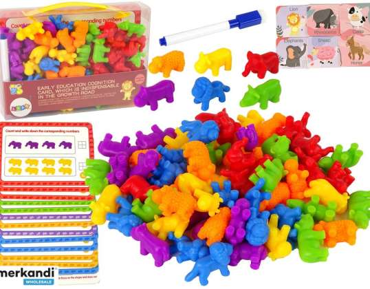 Tarjetas de tarea educativas de animales de juguete clasificador de conteo 60 piezas