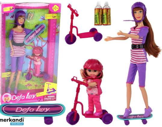 Poppenset Lucy Paarse Scooter Skateboard Helmen