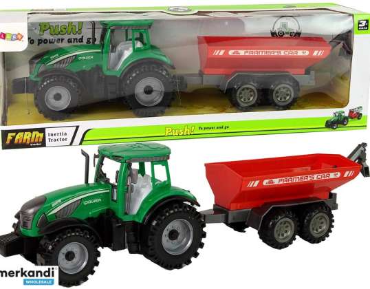 Zielony Traktor z Czerwoną Przyczepką Napęd Frykcyjny