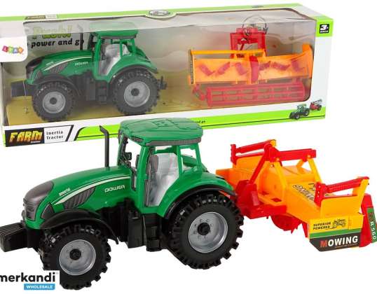 Grüner Traktor mit orangefarbenem Grubberantrieb für Kinder