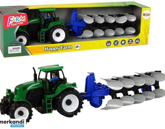 Green Tractor with Plow Farm
